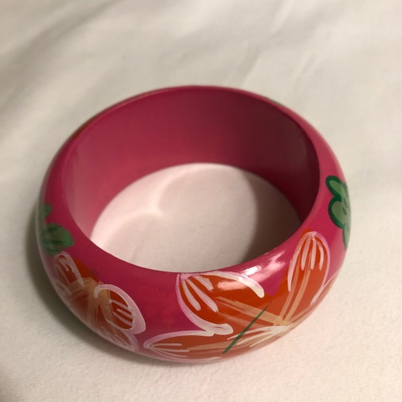 Vintage Wooden Bracelet with Hand Painted Flowers - Picture 3 of 13